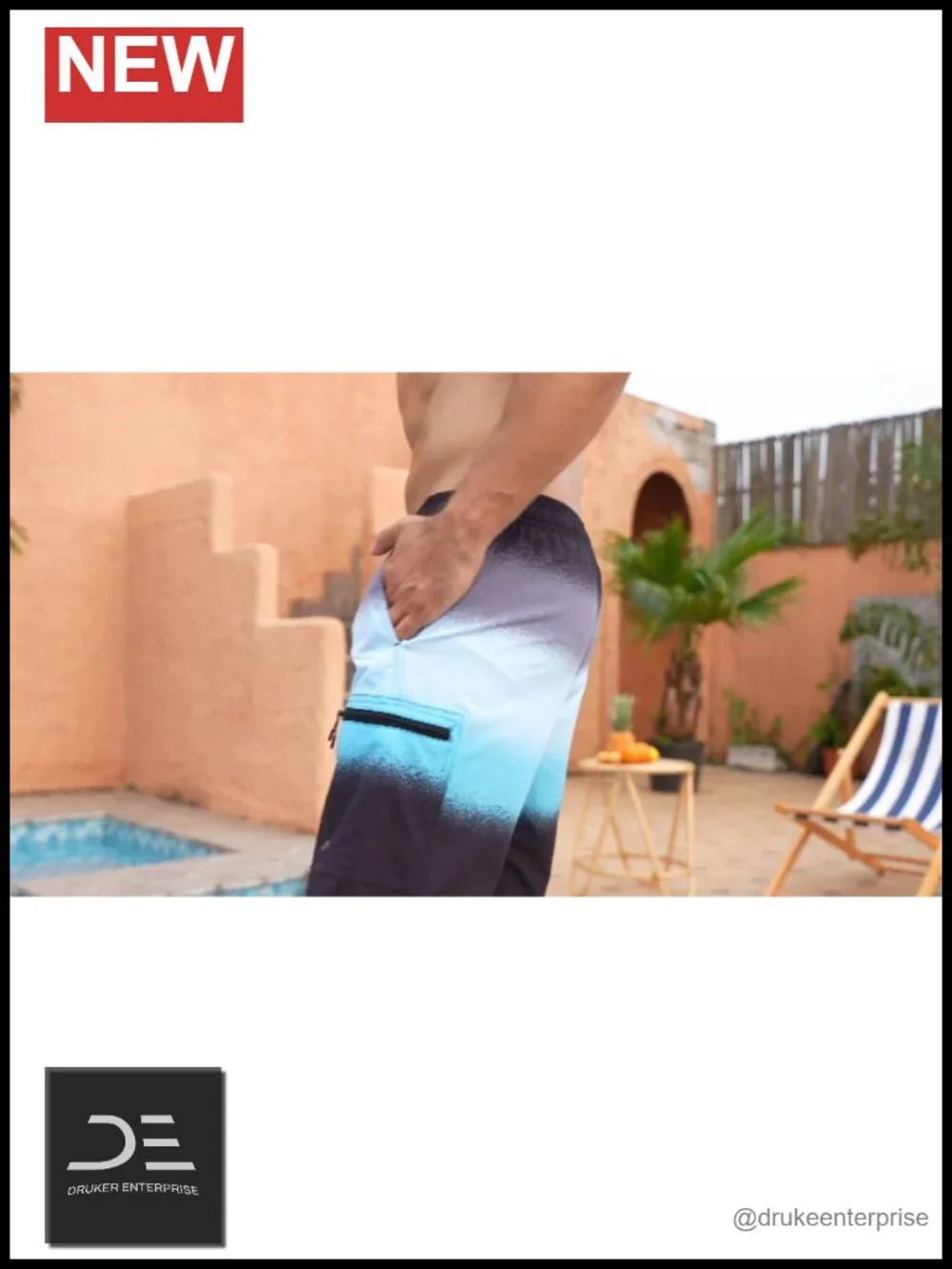 Men's Swim Trunks with Compression Liner Zipper Cargo Pockets 9 Inch Quick-Dry